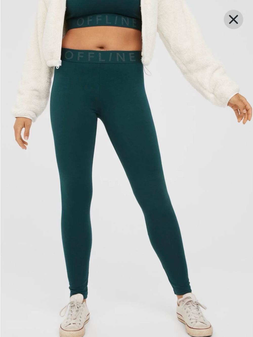 Offline By Aerie Women's Sz XS Deep Forest Green OG Logo Regular Rise Leggings